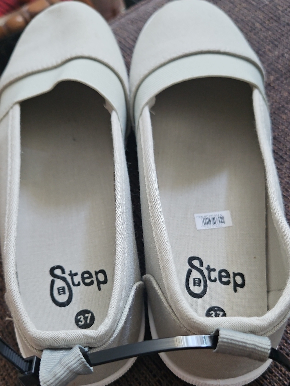 Step Casual Grey And Green Canvas Slip-On Shoes Size 37